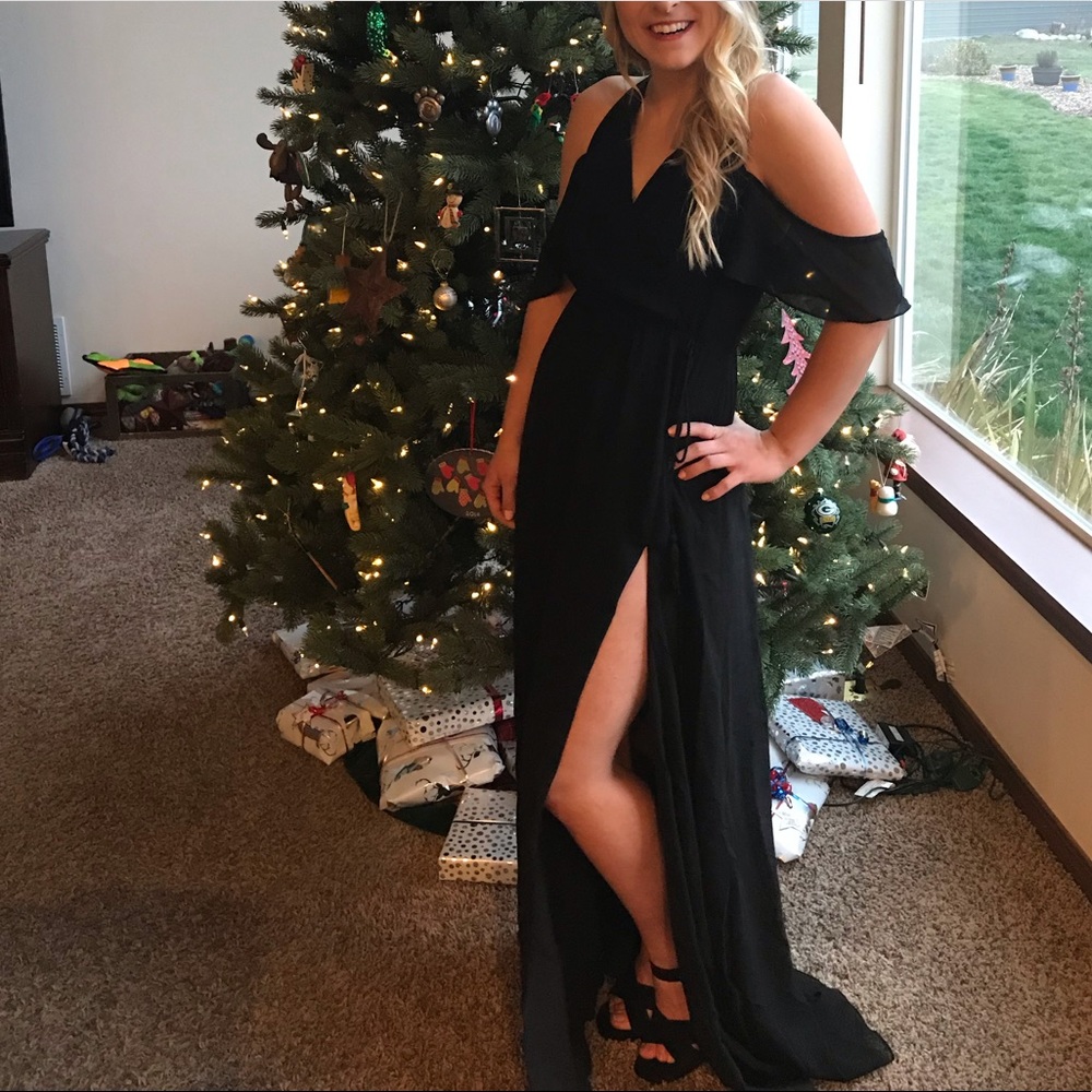 Long black dress with slit on left leg!